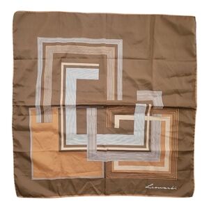 Leonardi Made In Italy Square Geometric Scarf Vintage Mid Century Modern Brown